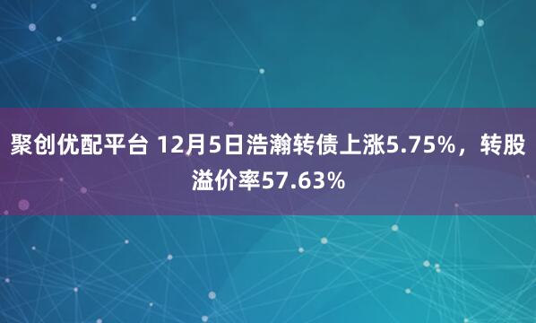 聚创优配平台 12月5日浩瀚转债上涨5.75%，转股溢价率57.63%